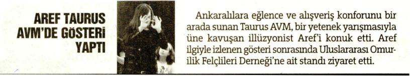 Aref Taurus Avm’de Gösteri Yaptı