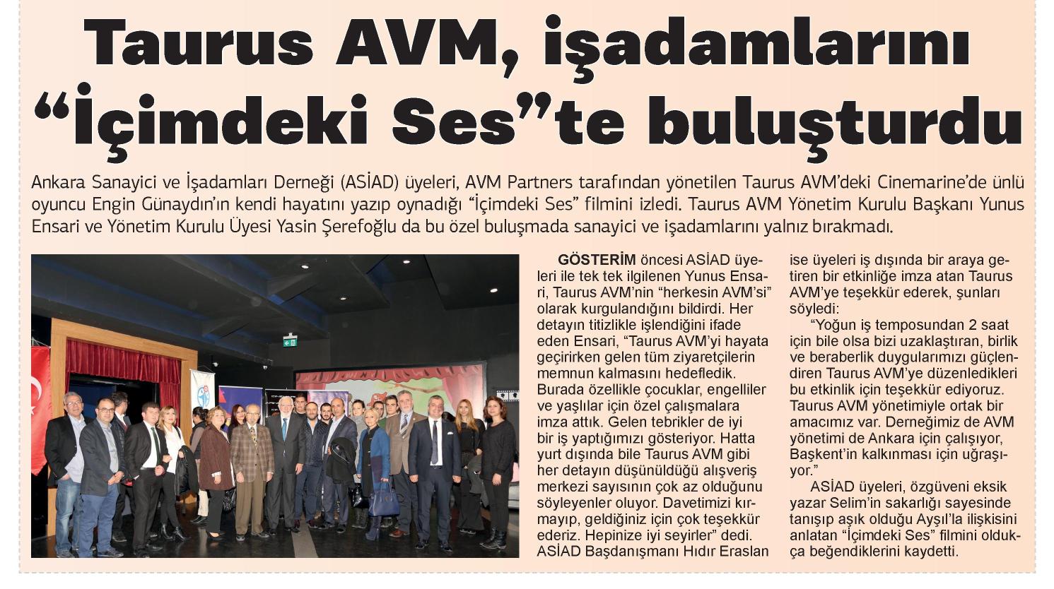 Taurus AVM, İşadamlarını “İçimdeki Ses”te Buluşturdu
