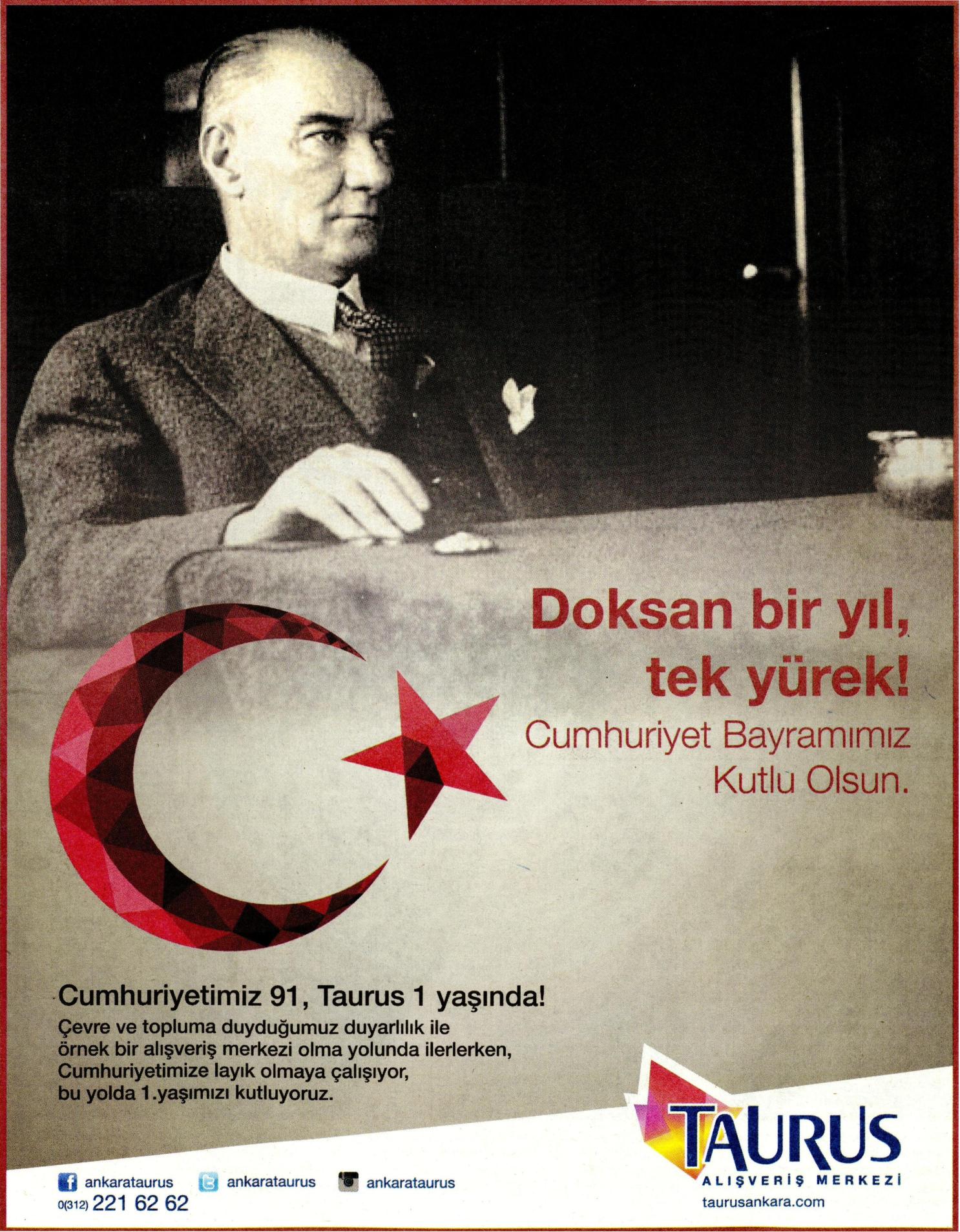 ”Doksan bir yıl, tek yürek. Cumhuriyet Bayramımız kutlu olsun!”