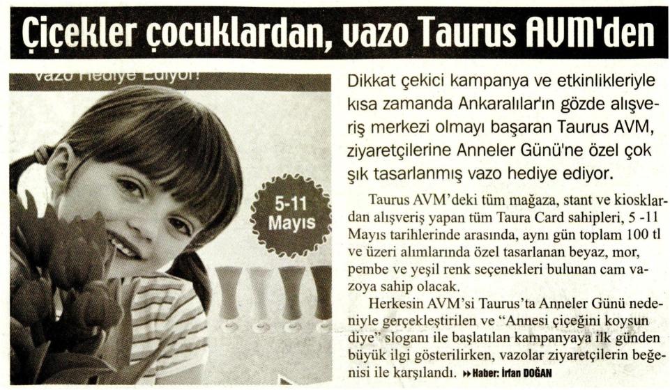 Çiçekler çocuklardan, vazo Taurus AVM’den