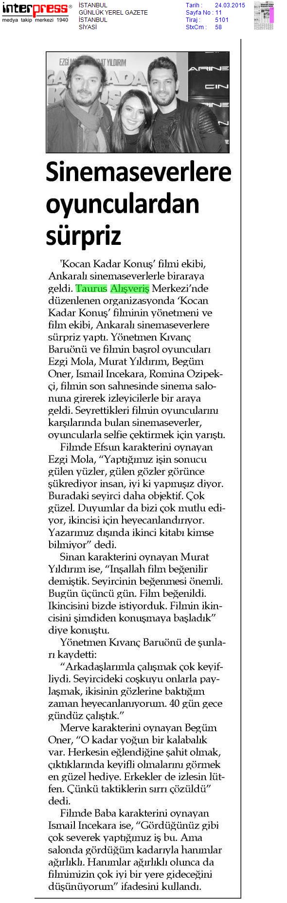 Sinemaseverlere Oyunculardan Sürpriz