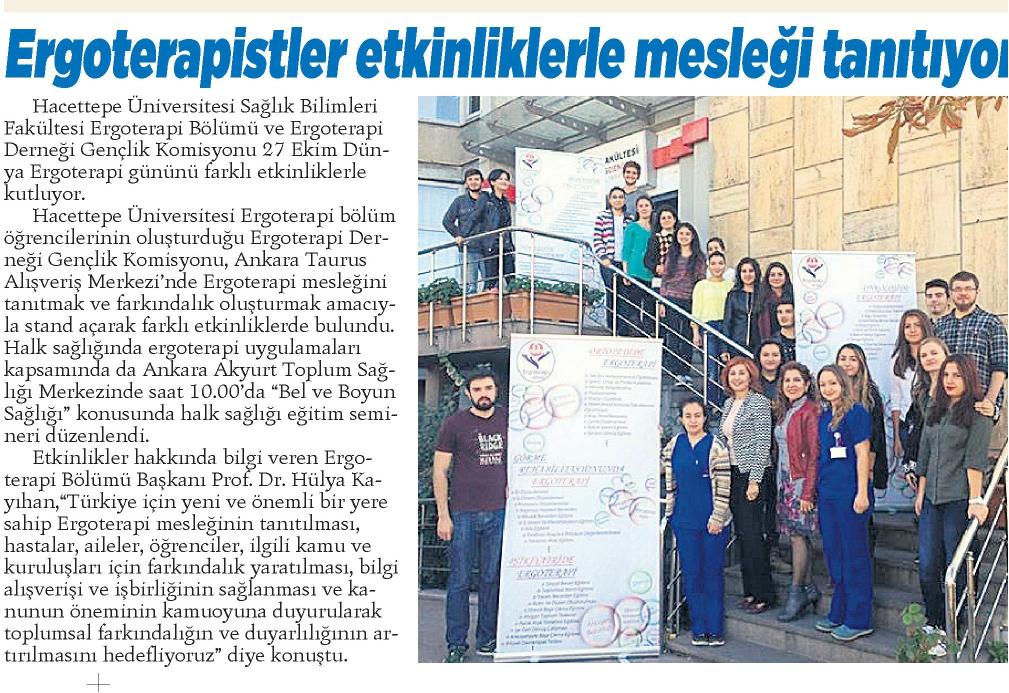“Ergoterapistler etkinliklerle mesleği tanıtıyor.”
