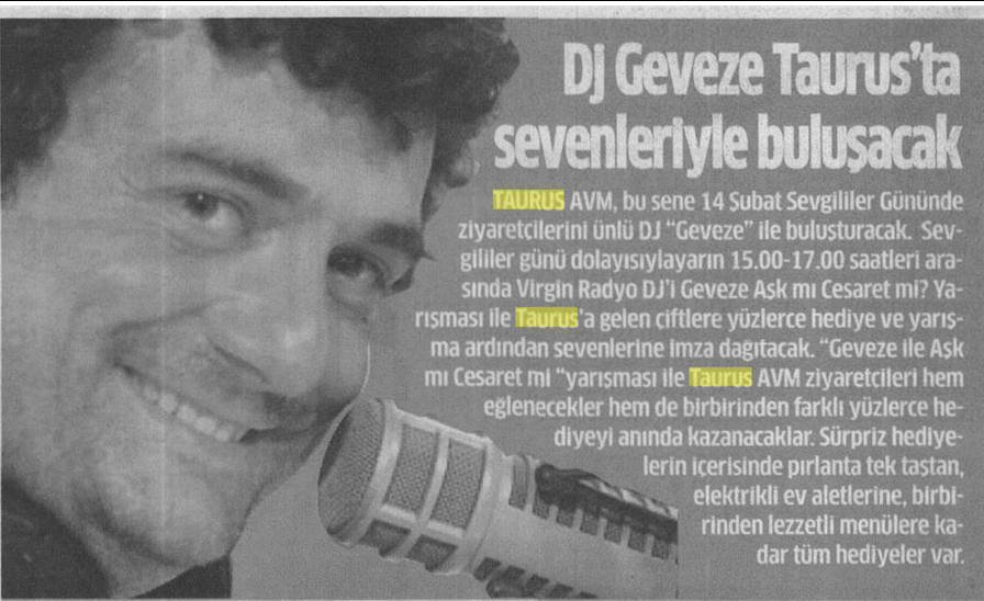Dj Geveze Taurus’ta Sevenleriyle Buluşacak