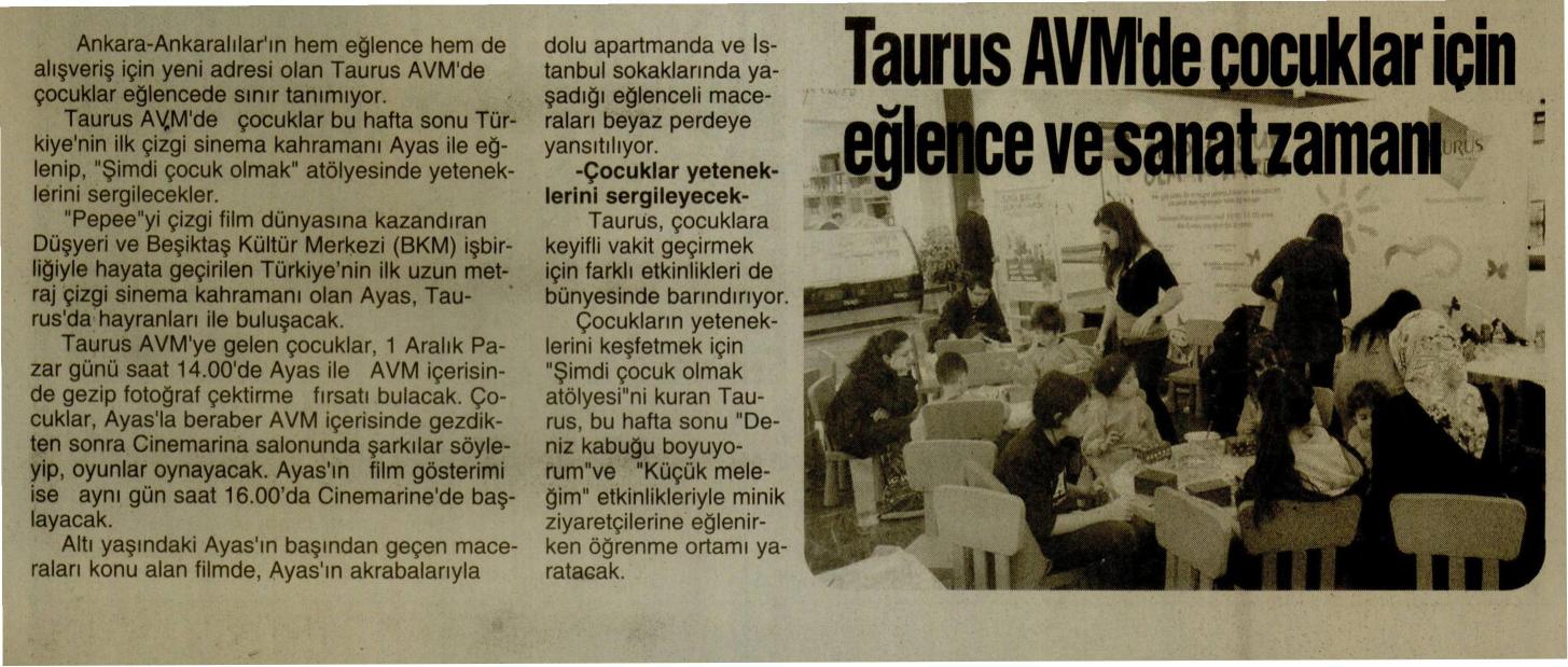 Taurus AVM’de Çocuklar İçin Eğlence ve Sanat Zamanı