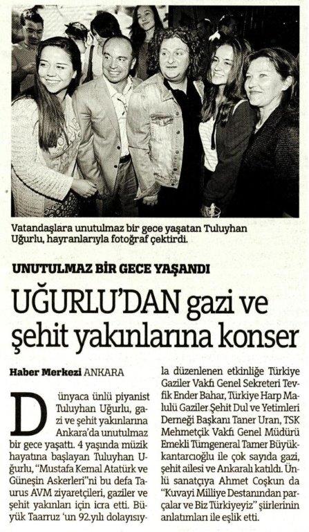 ”Uğurlu’dan Gazi ve Şehir Yakınlarına Konser”